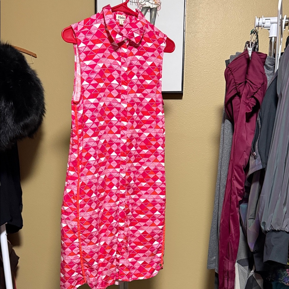 Hatley Pink and Red Triangle Midi Dress